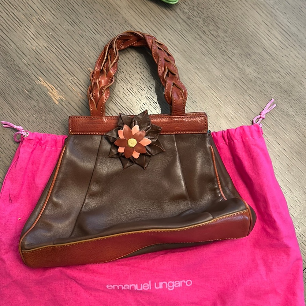 Emanuel ungaro brown leather bag